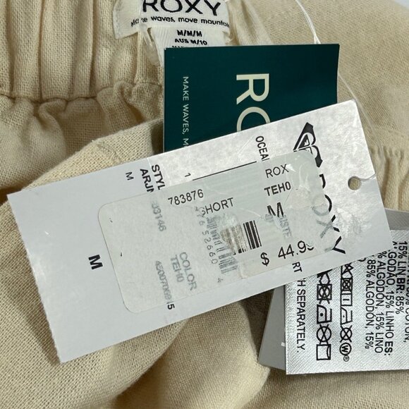 ROXY Oceanside High Rise Shorts Sz M Ivory White Structured Cotton Linen Woven - Picture 8 of 10